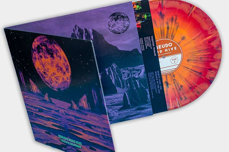 Gatefold with colour vinyl in printed inner.