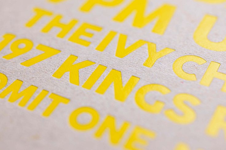 Debossing into textured card for a more subtle effect.