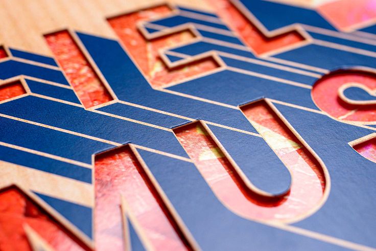 Die cut lettering album sleeve to reveal inner sleeve