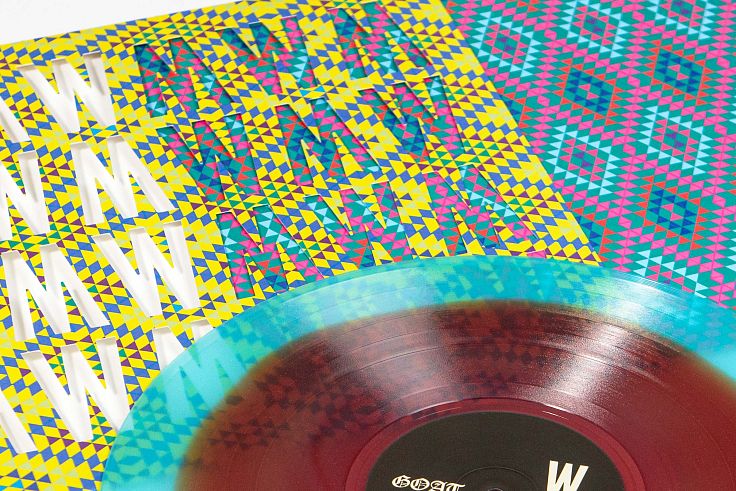 Die cut with the inner matched to colour vinyl.