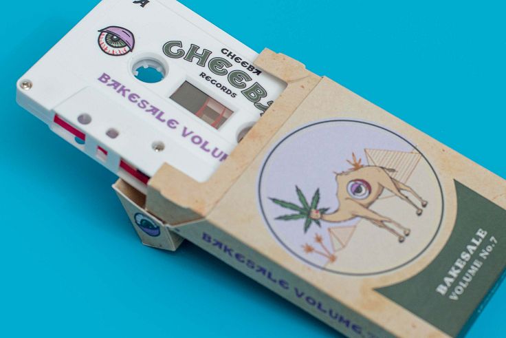 Cassette in custom flip-top box for Cheeba.