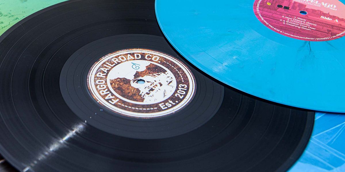 Vinyl recod showing the grooves