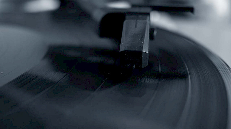 Close up of vinyl record stylus