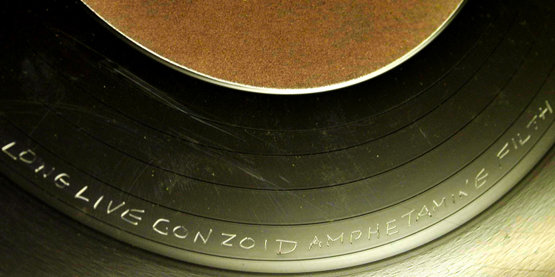 engraved message in the dead wax of a vinyl record